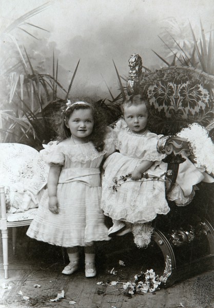 Grand Duchesses Olga Nikolaevna and Tatiana Nikolaievna of Russia, late 19th century. Artist: K von Hahn