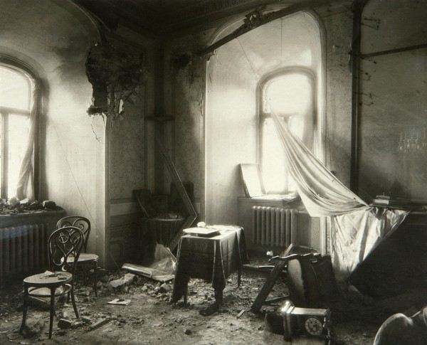 The Chudov Monastery in the Moscow Kremlin after shelling in November 1917. Artist: Pyotr Petrovich Pavlov