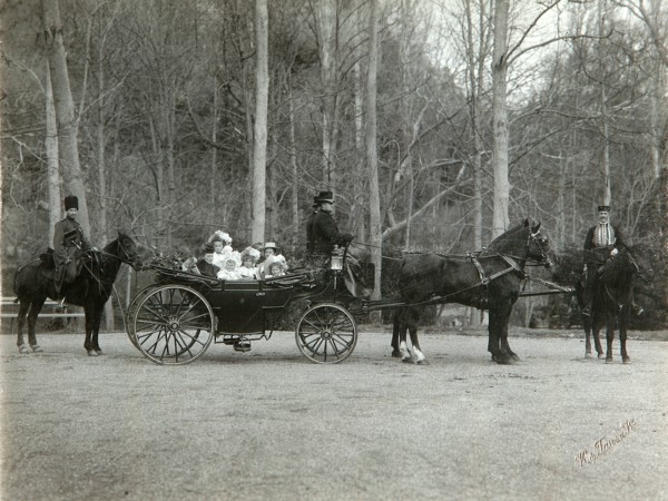 Tsar Nicholas II of Russia with his family in the park of Tsarskoye Selo, Russia, 1900s.  Artist: K von Hahn