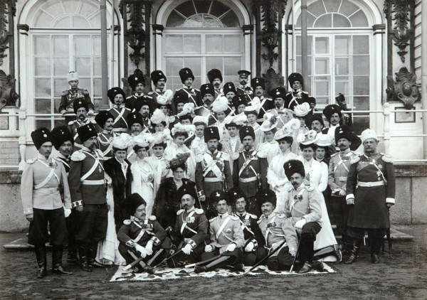 Russian Imperial family outside the Catherine Palace, Tsarskoye Selo, Russia, early 20th century.  Artist: K von Hahn