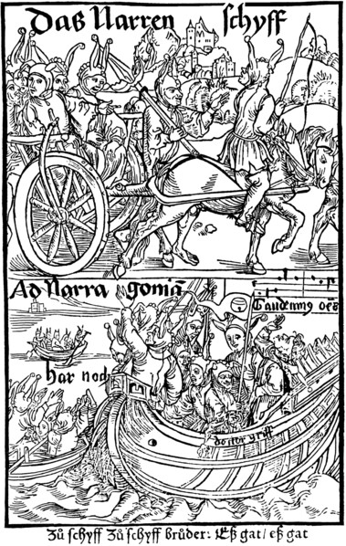 Title page of an edition of Ship of Fools, by Sebastian Brant, 1494.  Artist: Albrecht Dürer