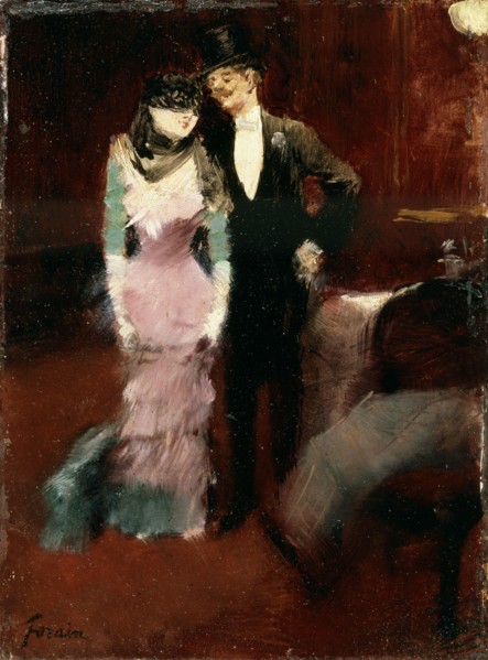'Leaving a Masquerade Ball at the Paris Opera', late 19th or early 20th century.  Artist: Jean Louis Forain