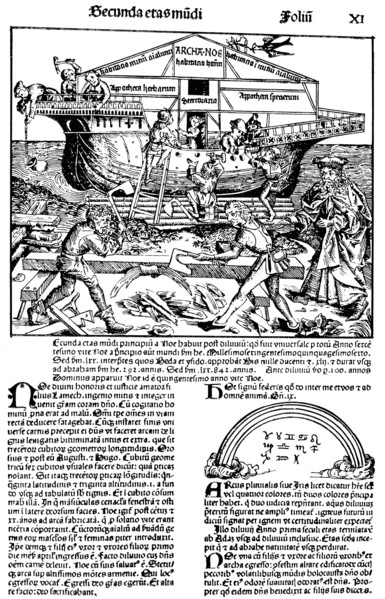 Page from the book The Nuremberg Chronicle, by Hartmann Schedel, 1493.  Artist: Michael Wolgemut