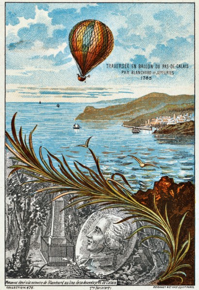 Crossing of the English Channel by Blanchard and Jeffries, 1785 (1890s). Artist: Anon