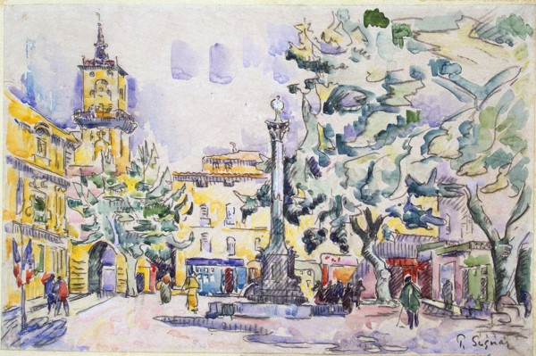 'Square of the Hotel de Ville in Aix-en-Provence', early 20th century. Artist: Paul Signac