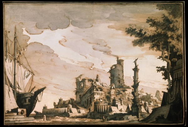 'Sea Harbor, Stage design for a theatre play', 1818.  Artist: Pietro Gonzaga