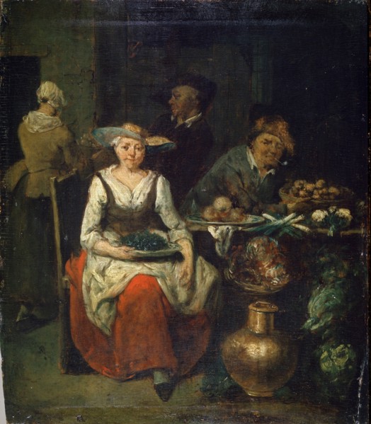'At a Greengrocer', c1700-1730. Flemish painting Artist: Jan Baptist Lambrechts