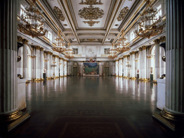 'The George Hall (Great Throne Hall) in the Winter Palace', 1837-1842.  Artist: Giacomo Antonio Domenico Quarenghi