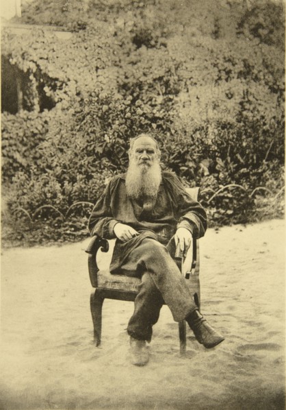 Russian author Leo Tolstoy, Yasnaya Polyana, near Tula, Russia, 1890s. Artist: Sophia Tolstaya