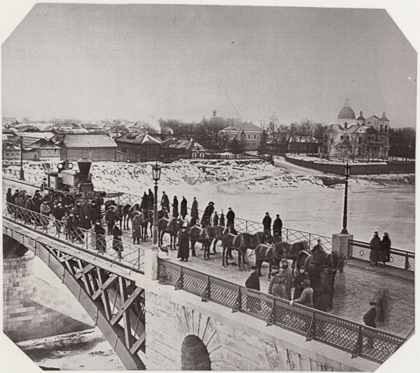 First locomotive on the Oryol (Orel) Railway, Vitebsk, Russia, 1867. Artist: Sigismund Yurkovsky