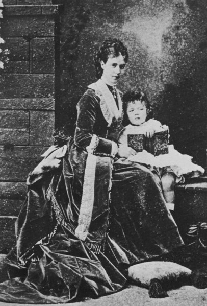 Tsarina Maria Feodorovna of Russia with Tsarevich Nicholas, c1873. Artist: Unknown