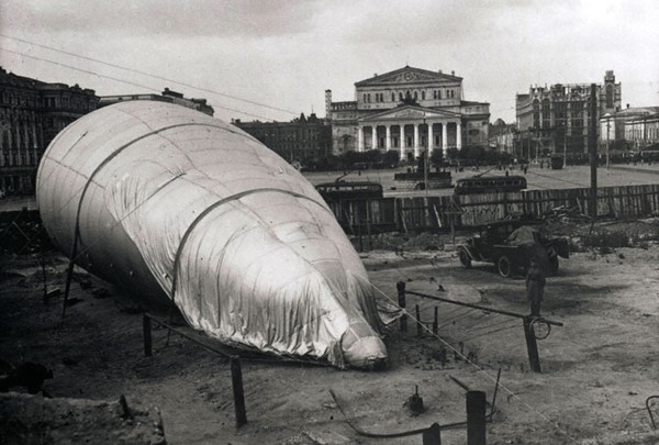 Barrage balloon at the Bolshoi Theatre, Moscow, USSR, 1942. Artist: Unknown