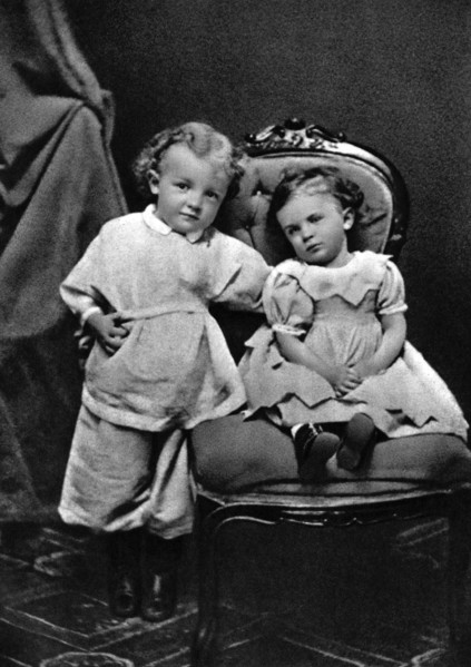 Vladimir Ilich Lenin, Russian Bolshevik revolutionary leader, aged 4, with his sister Olga, 1874. Artist: Unknown