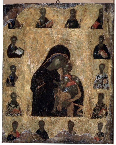 'Virgin of Tenderness with the Saints' (The Virgin Eleusa), Byzantine icon, 14th century. Artist: Unknown