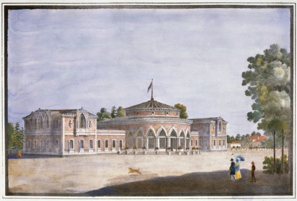 'Railway station and French restaurant in Catharinhof', St Petersburg, Russia, 19th century. Artist: Anon