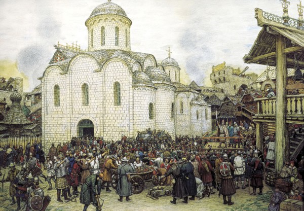 'Khan Tokhtamysh's invasion of Moscow in 1382', 1918. Artist: Apollinary Vasnetsov