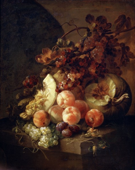 'Still Life with Peaches', late 17th or early 18th century.   Artist: Jan Frans van Son