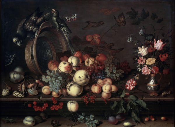 'Still Life with Fruits, Flowers and Parrots', 1620s. Artist: Balthasar van der Ast