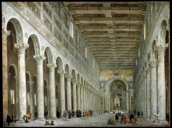 'Interior of the Basilica of St Paul Outside the Walls in Rome', c1750. Artist: Giovanni Paolo Panini