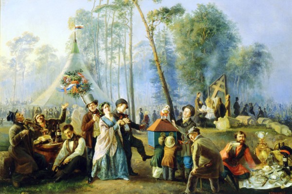 Public merry-making at Maryina Roshcha in Moscow', 1852.