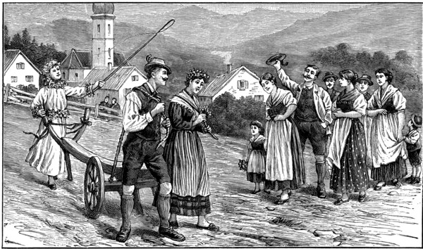 Wedding ploughing ceremony in Styria, 1890.
