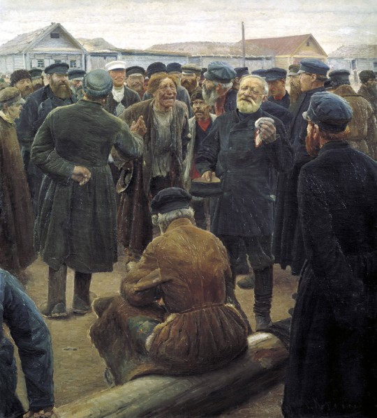 At the country community meeting', 1893. Creator: Korovin, Sergei Alexeevich (1858-1908).