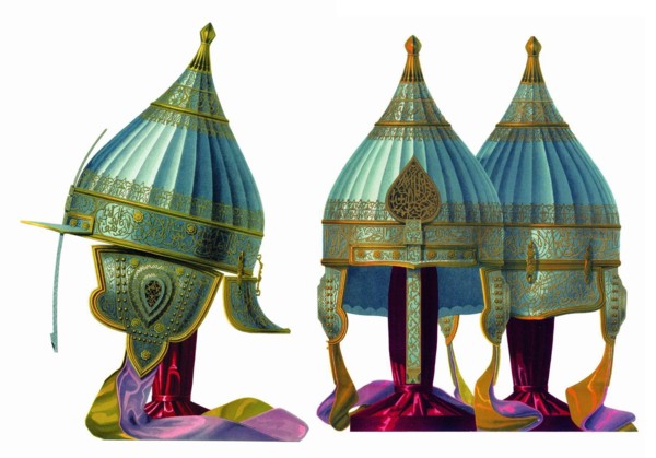 Capeline helmet of the Prince Alexei Mikhailovich, before 1853.  Creator: Solntsev, Fyodor Grigoryevich (1801-1892).