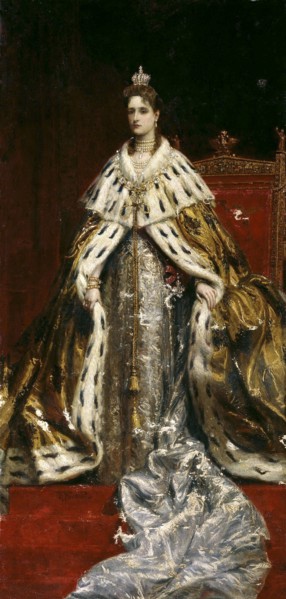 Portrait of Empress Alexandra Fyodorovna of Russia (1872-1918), the wife of Tsar Nicholas II, 1890s. Creator: Makovsky, Konstantin Yegorovich (1839-1915).