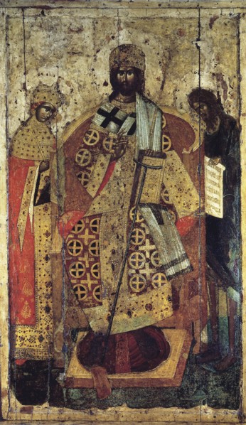 The King of Kings (Upon the right Hand did Stand the), 14th century.  Creator: Russian icon.
