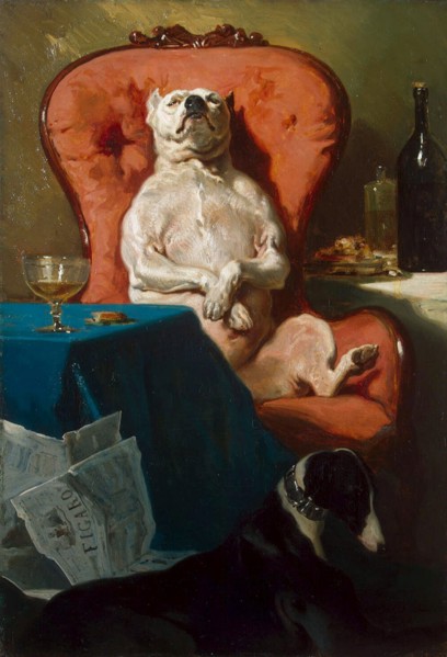 Pug Dog in an Armchair', 1857. Creator: De Dreux, Alfred (1810-1860).