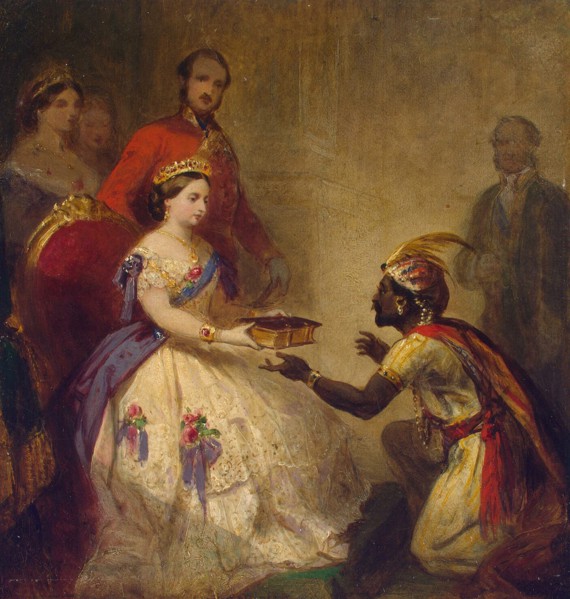 Queen Victoria Giving the Bible to an African Chief', 1861. Creator: Barker, Thomas Jones (1815-1882).