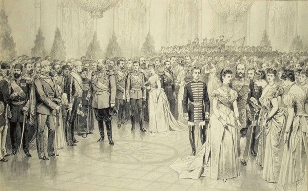 Court Ball in the St Nicholas Hall of the Winter Palace, 1880s.  Creator: Brozh, Karel (Carl) (1836-1901).