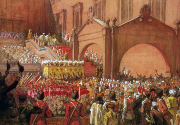 Emperor Nicholas II on the Red Porch after his Coronation, 1896.  Creator: Edelfelt, Albert Gustaf Aristides (1854-1905).