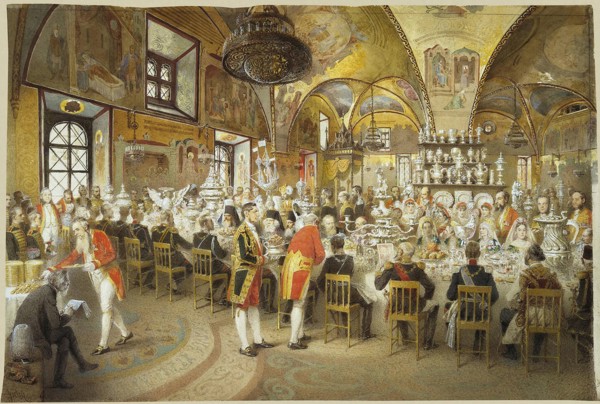 Ceremonial Dinner in the Palace of the Facets in the Moscow Kremlin, 1883-1895.  Creator: Zichy, Mihály (1827-1906).