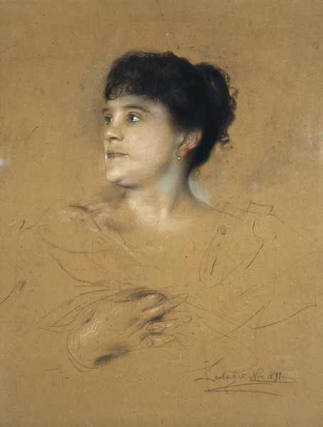 Portrait of the singer Marcella Sembrich, (1858-1935), 1891.  Creator: Lenbach, Franz, von (1836-1904).