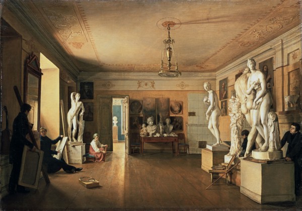 'Atelier of the Artist Alexei Venetsianov in St Petersburg', 1827.  Artist: Alexander Alexeyev