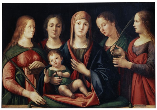'Madonna and Child with Mary Magdalen, Saint Catherine and two Saints', 1504. Artist: Alvise Vivarini