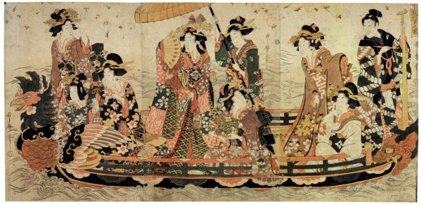 'Cherry Blossom Viewing (Hanami)', early 19th century(?).  Artist: Kitagawa Utamaro II