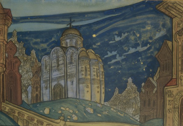 Putivl. Stage design for the opera Prince Igor by A. Borodin, 1914. Artist: Roerich, Nicholas (1874-1947)