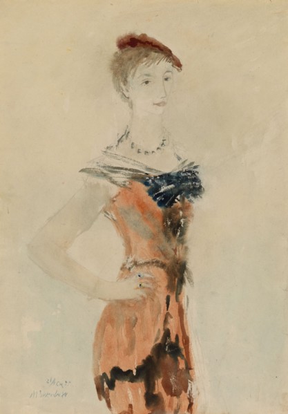 Lady with a Red Beret, 1935. Artist: Sokolov, Mikhail Xenofontovich (1885-1947)