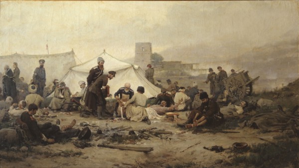 Dressing station, 1893. Artist: Vladimirov, Ivan Alexeyevich (1869-1947)