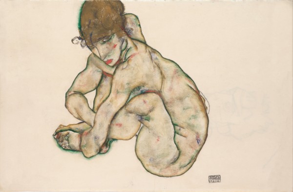 Crouching Nude Girl, 1914. Artist: Schiele, Egon (1890?1918)