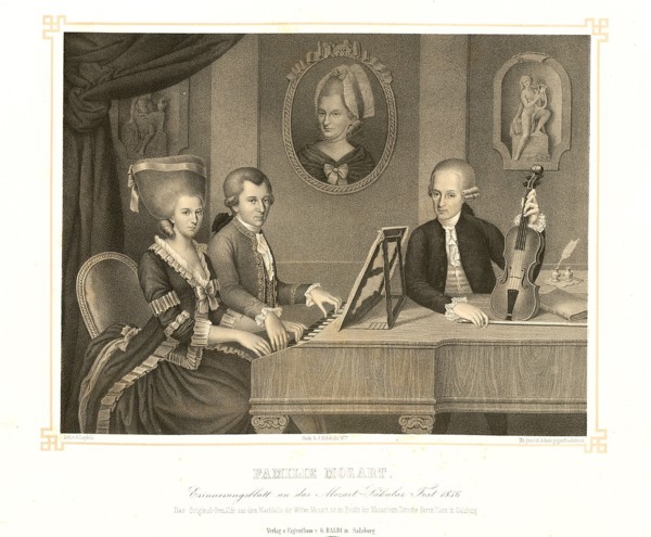 Family Mozart. Artist: Croce, Johann Nepomuk, della (1736-1819)