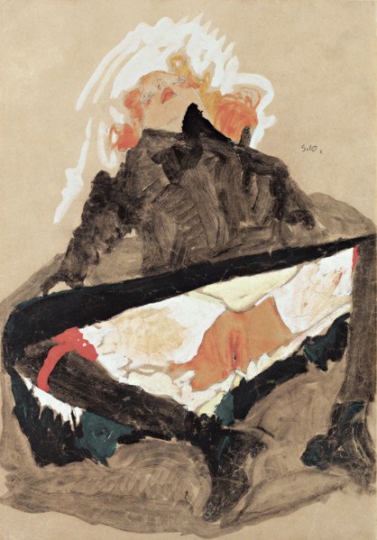 Girl in Black Dress with her Legs Spread, 1910. Artist: Schiele, Egon (1890?1918)