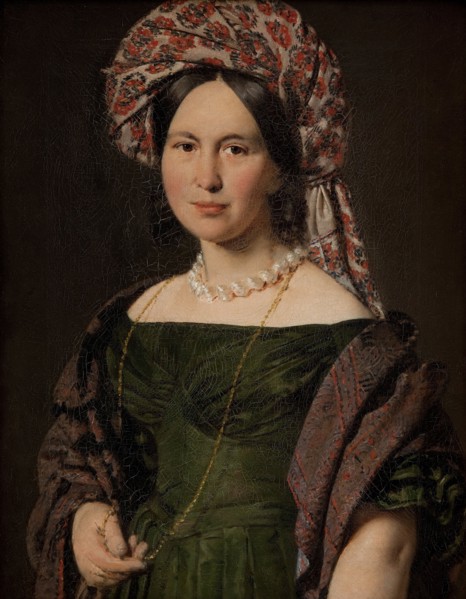 Cathrine Jensen, née Lorenzen, the Artist's Wife Wearing a Turban, 1842-1843. Artist: Jensen, Christian Albrecht (1792-1870)