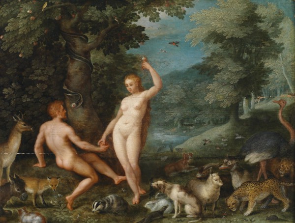 Paradise Landscape with Eve Tempting Adam. Artist: Brueghel, Jan, the Younger (1601-1678)