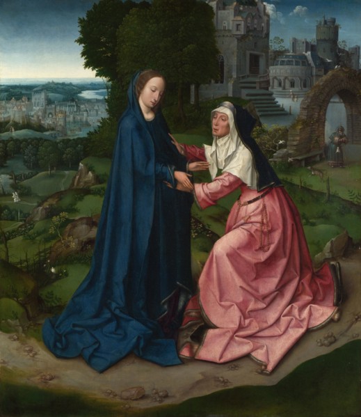 The Visitation of the Virgin to Saint Elizabeth. Panel from an Altarpiece, ca 1515. Artist: Master of 1518, (Workshop)