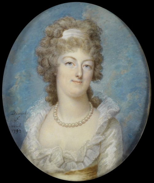 Portrait of Queen Marie Antoinette with a Pearl Necklace, 1792. Artist: Dumont, François (1751-1831)