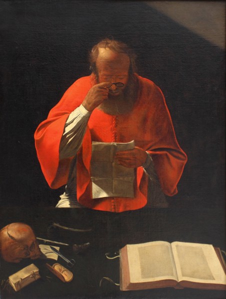 Saint Jerome reading (Copy), ca 1636. Artist: La Tour, Georges, de (1583-1652)