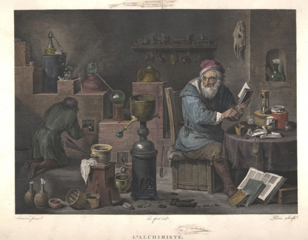 The Alchemist (after painting by David Teniers), Late 18th cent.. Artist: Perée, Jacques Louis (1769-1832)